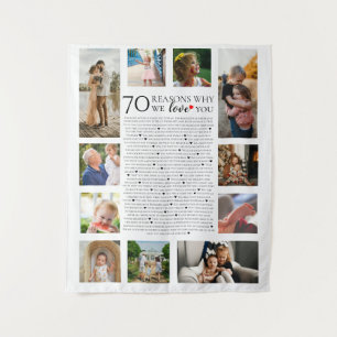 70 reasons why we love you photo collage birthday tapestry