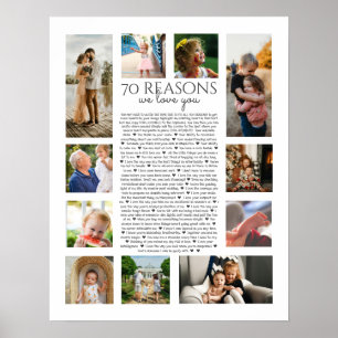 70 reasons why we love you photo collage poster
