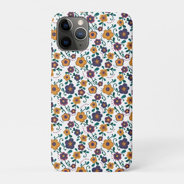 70’s Folk Art Ditzy Retro Daisy in Jewel Tones Case-Mate iPhone Case (Back)