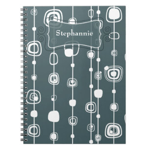 70’s Retro Blue Squares 1950 Spiral Notebook