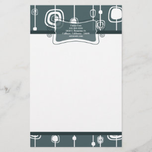 70’s Retro Blue Squares Letterhead Stationery