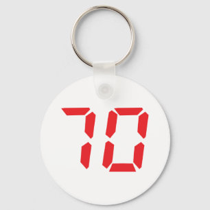 70 seventy red alarm clock digital number key ring