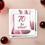 70 so What Abstract Tulip Flower 70th Birthday Napkin<br><div class="desc">Elegant and Inspirational 70 so What Abstract Tulip Flower 70th Birthday Napkins. Floral napkins with age and inspirational quote 70 So what on a burgundy red abstract tulip background with two frames. Great for the birthday party for a person with a sense of humour. You can customise the napkins with...</div>