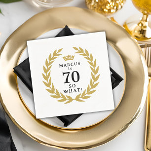 70 So what Funny Laurel Wreath Crown 70th Birthday Napkin