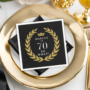 70 So what Funny Laurel Wreath Crown 70th Birthday Napkin