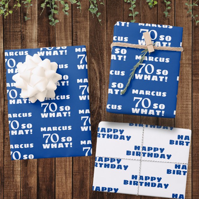 70 so what Funny Quote Typography 70th Birthday Wrapping Paper Sheet (Creator Uploaded)