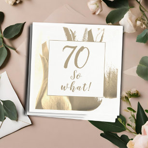 70 So what Golden Tulip Motivational 70th Birthday Napkin