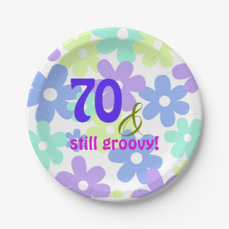 70 & still groovy! Birthday Party Paper Plate