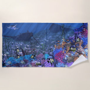 70”x35” beach towel with "Watery Rest" image