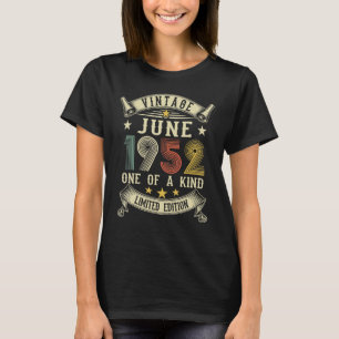 70 Year Old 70th Birthday Vintage June 1952 Retro T-Shirt