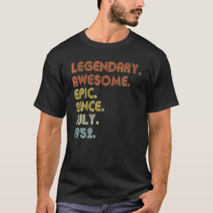 70 Year Old Awesome Since July 1952  70th Birthday T-Shirt