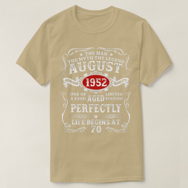 70 Year Old Gifts September 1952 Man Myth Legend 7 T-Shirt (Design Front)