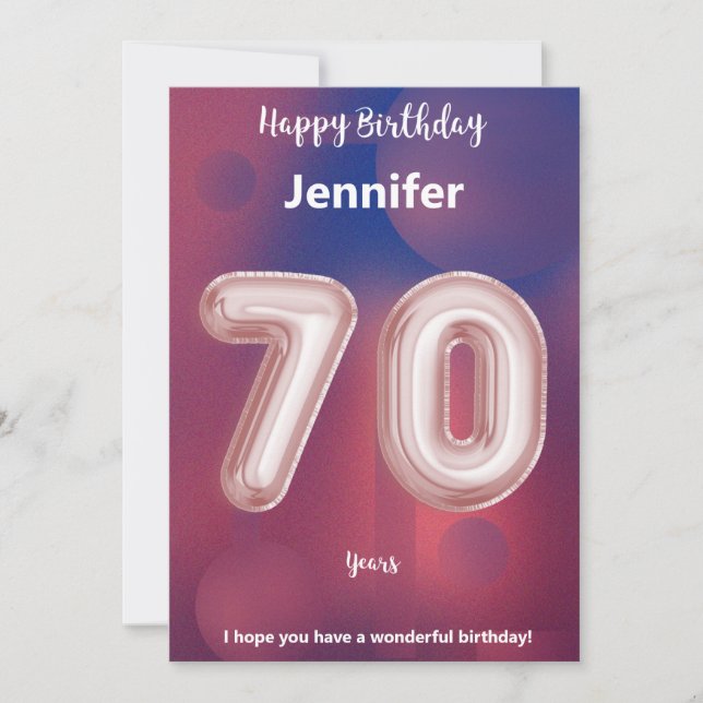70 year old Happy Birthday card (Front)