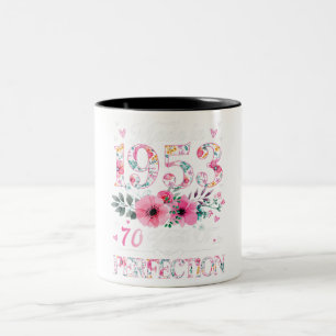 70 Year Old Made In 1953 Floral 70th Birthday Gift Two-Tone Coffee Mug