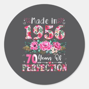 70 Year Old Made In 1956 Floral 70th Birthday Wome Classic Round Sticker