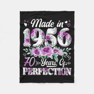 70 year old made in 1956 floral 70th birthday wome fleece blanket