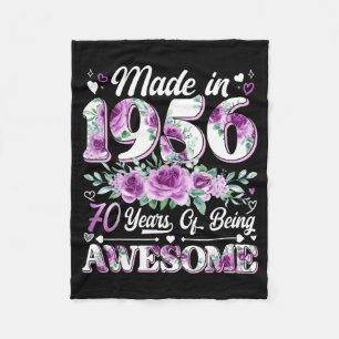 70 year old made in 1956 floral 70th birthday wome fleece blanket