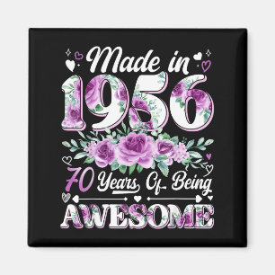 70 year old made in 1956 floral 70th birthday wome magnet