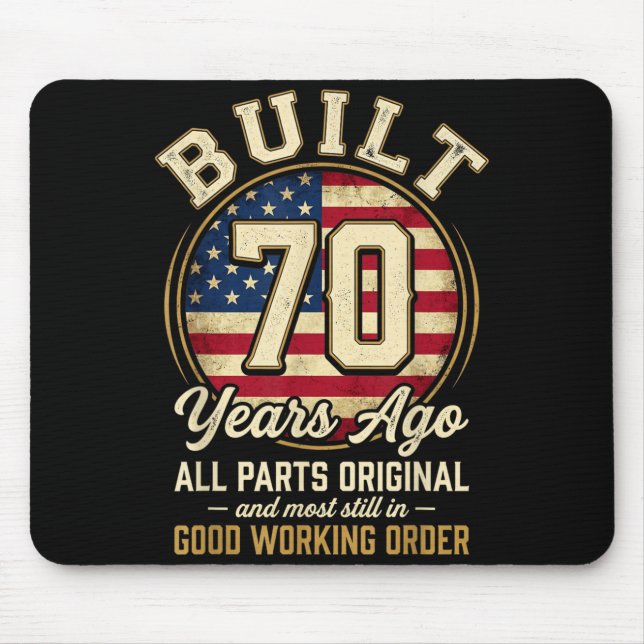 70 Year Old Man Patriotic USA Flag Dad 70th Mouse Pad (Front)