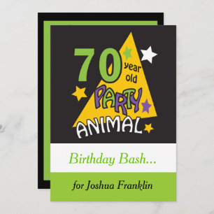 70 Year Old Party Animal   70th Birthday Invitation