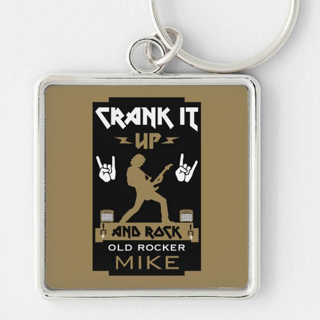70 Year Old Rockers Birthday Key Ring (Front)