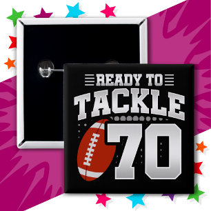 70 Year Old Tackle Football Party 70th Birthday 15 Cm Square Badge