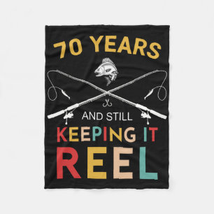 70 Years And Still Keeping It Reel 70th Birthday F Fleece Blanket