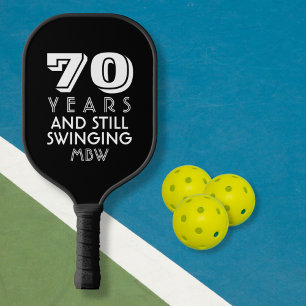 70 Years and Still Swinging Custom Text Age Name Pickleball Paddle
