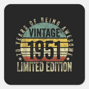 70 Years Old Gifts Vintage 1951 Birthday Square Sticker