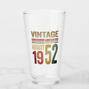 70 Years Old Gifts Vintage August 1952 -70th B-Day Glass