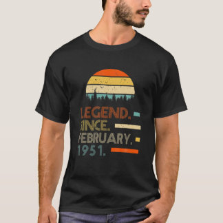 70 Years Old Retro Birthday Gift Legend Since Febr T-Shirt