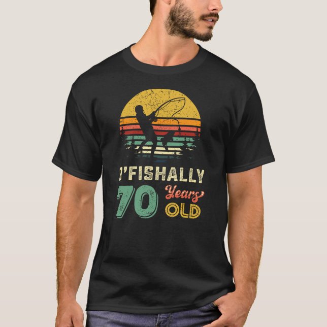70 Years Old Seventy Grandpa Fish 70th Birthday Fi T-Shirt (Front)