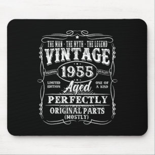 70 Years Old Vintage 1955 Man Myth Legend 70th Bir Mouse Pad