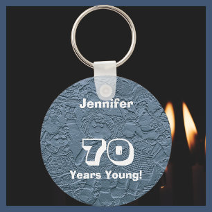 70 Years Young Blue Dolls Keychain (Key Chain)
