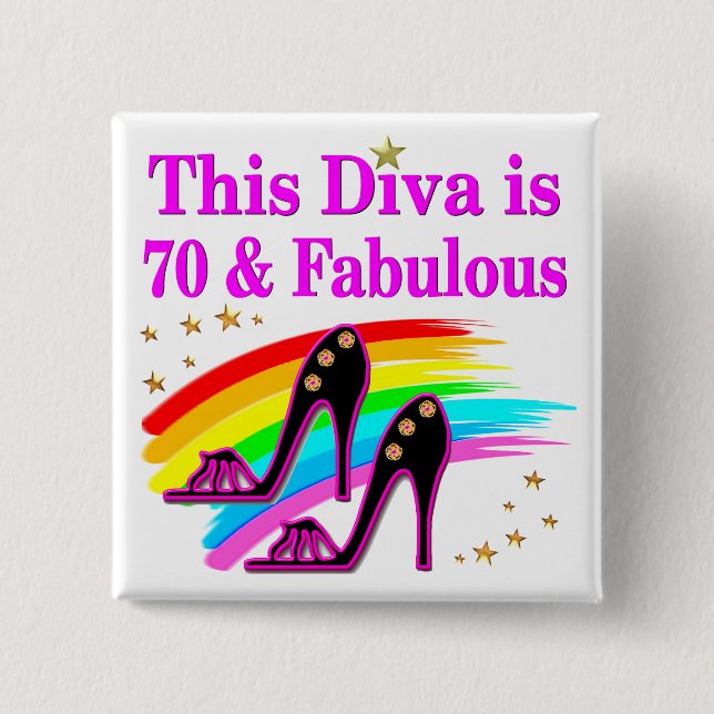 70 YR OLD SHOE QUEEN 15 CM SQUARE BADGE (Front)