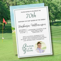 70h Birthday Photo Lady Golfer Theme Invitation
