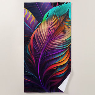 70s 60s Psychedelic Feathers  Beach Towel