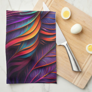 70s 60s Psychedelic Feathers  Tea Towel