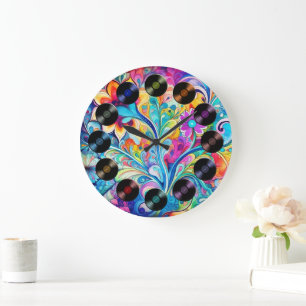70s 60s Psychedelic Hippy Retro Hip Large Clock