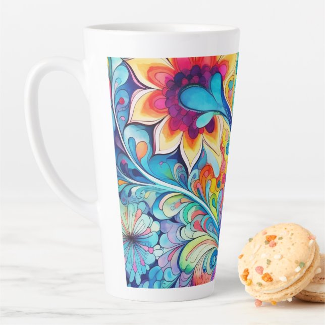 70s 60s Psychedelic Hippy Retro Hip Latte Mug (In Situ)