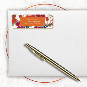 70's 80's Autumn Orange Colourful Floral Address