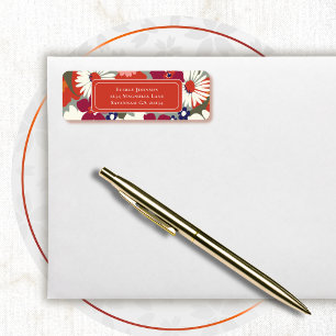 70's 80's Burnt Orange Colourful Floral Address