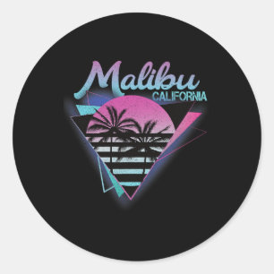 70s 80s In California City Malibu Surfing Classic Round Sticker