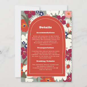 70's 80's Red Orange Fall Wedding Detail Card