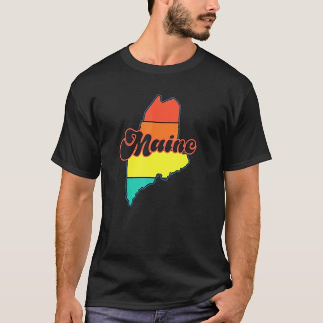 70s 80s Retro Style Mainer Home State Portland Vis T-Shirt (Front)