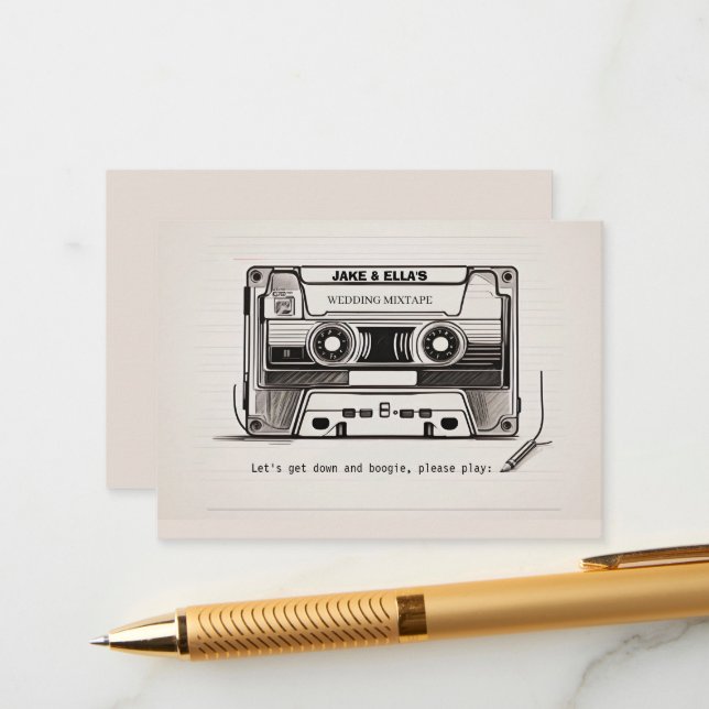 70s 80s Retro Wedding Song Request Insert Card (Front/Back In Situ)
