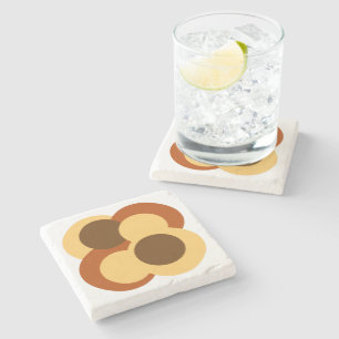 70s Abstract Geometric Circular Shapes Stone Coaster