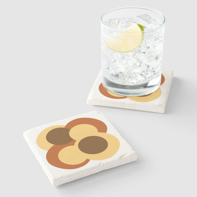 70s Abstract Geometric Circular Shapes Stone Coaster (Side)