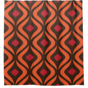 70s Abstract Geometric Shapes Pattern Shower Curtain