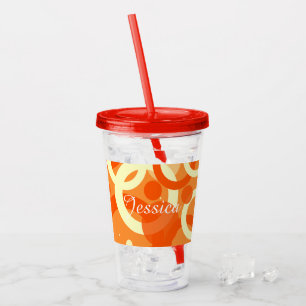 70s Aesthetic Orange Swirl Acrylic Tumbler